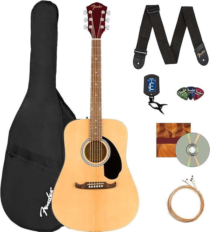 Fender FA-125 Dreadnought Acoustic Guitar - Natural Bundle with Gig Bag, Tuner, Strap, Strings, P... | Amazon (US)