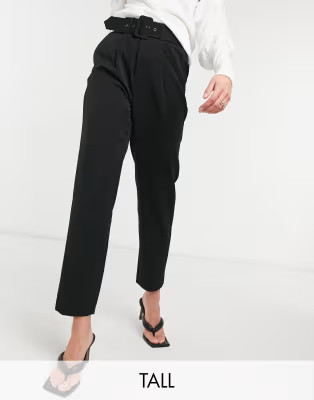 Vero Moda Tall cigarette trouser with belted waist in black | ASOS (Global)