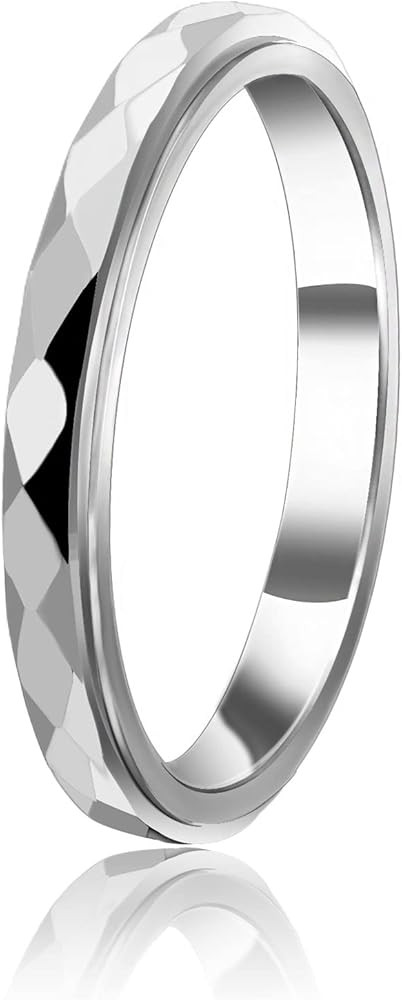 Nanafast 3mm Titanium Steel Anxiety Rings for Women Men Multi-faceted Wedding Band Fidget Rings f... | Amazon (US)