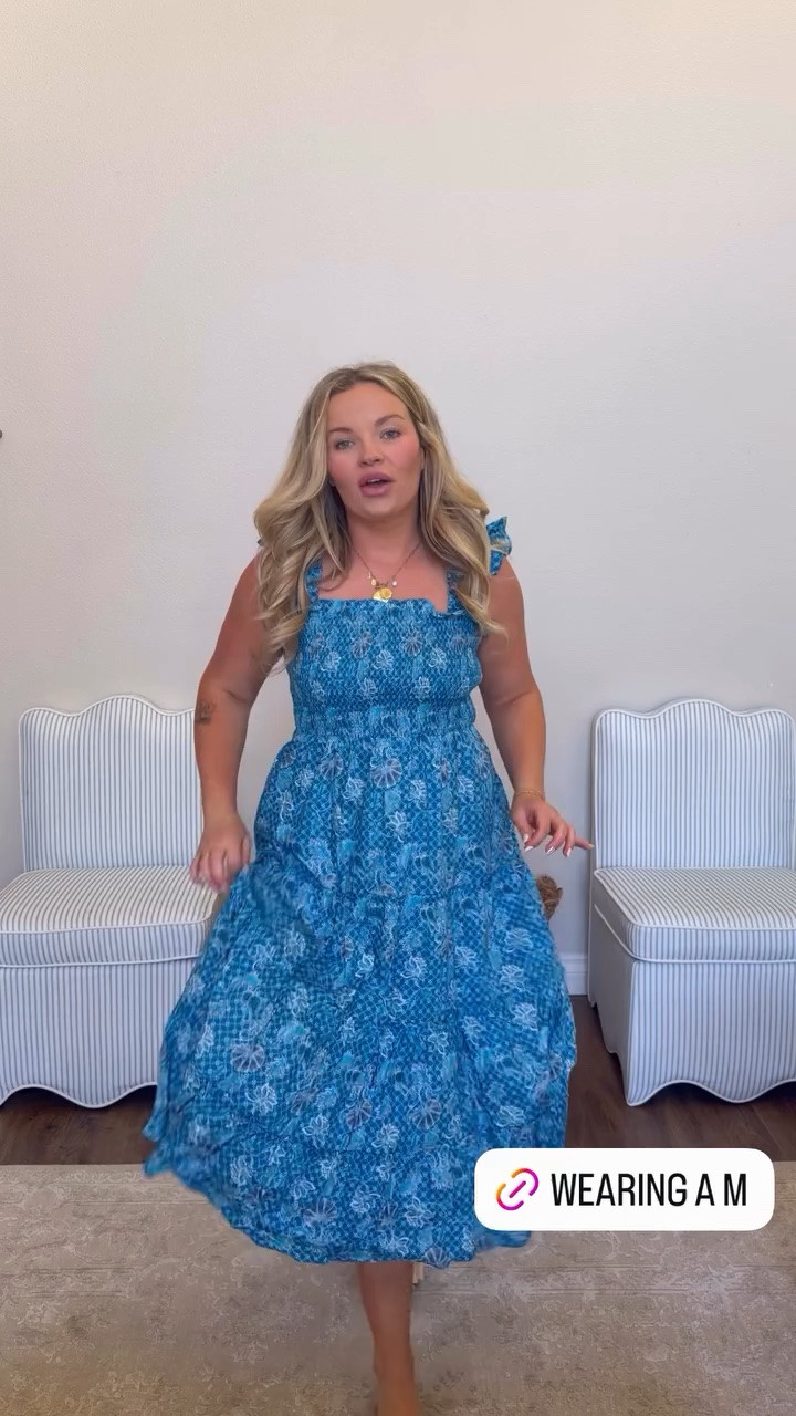 Flutter sleeves, smocked top - wearing a medium in this maxi!

#LTKSeasonal