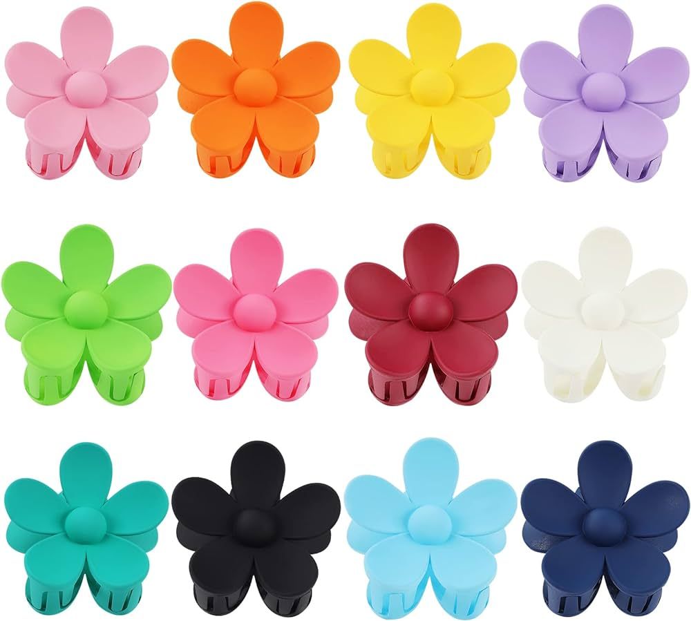 Tyfthui 12 Pieces Flower Hair Claw Clips, Large Daisy Matte Big Cute For Women Girls, Non Slip St... | Amazon (US)