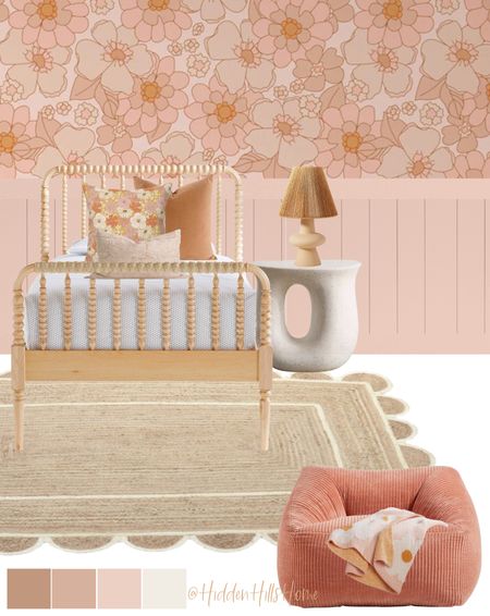 Girls boho bedroom, girls daisy floral wallpaper bedroom, kids bedroom decor, girls room decor mood board, cute feminine girls bedroom ideas #girlsbedroom #homedecor

#LTKsalealert #LTKhome #LTKkids
