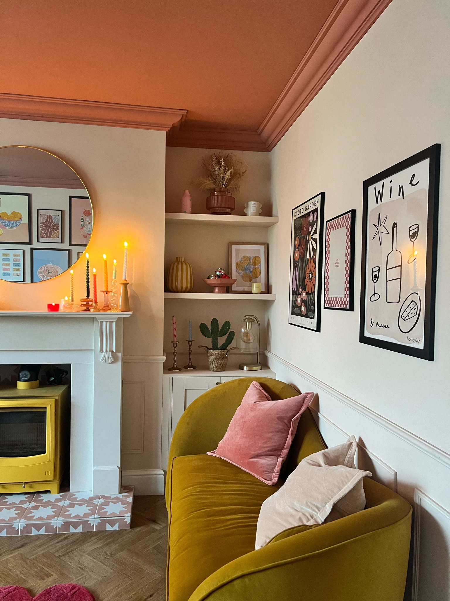 Glass candlesticks and living room decor 

#LTKeurope #LTKhome