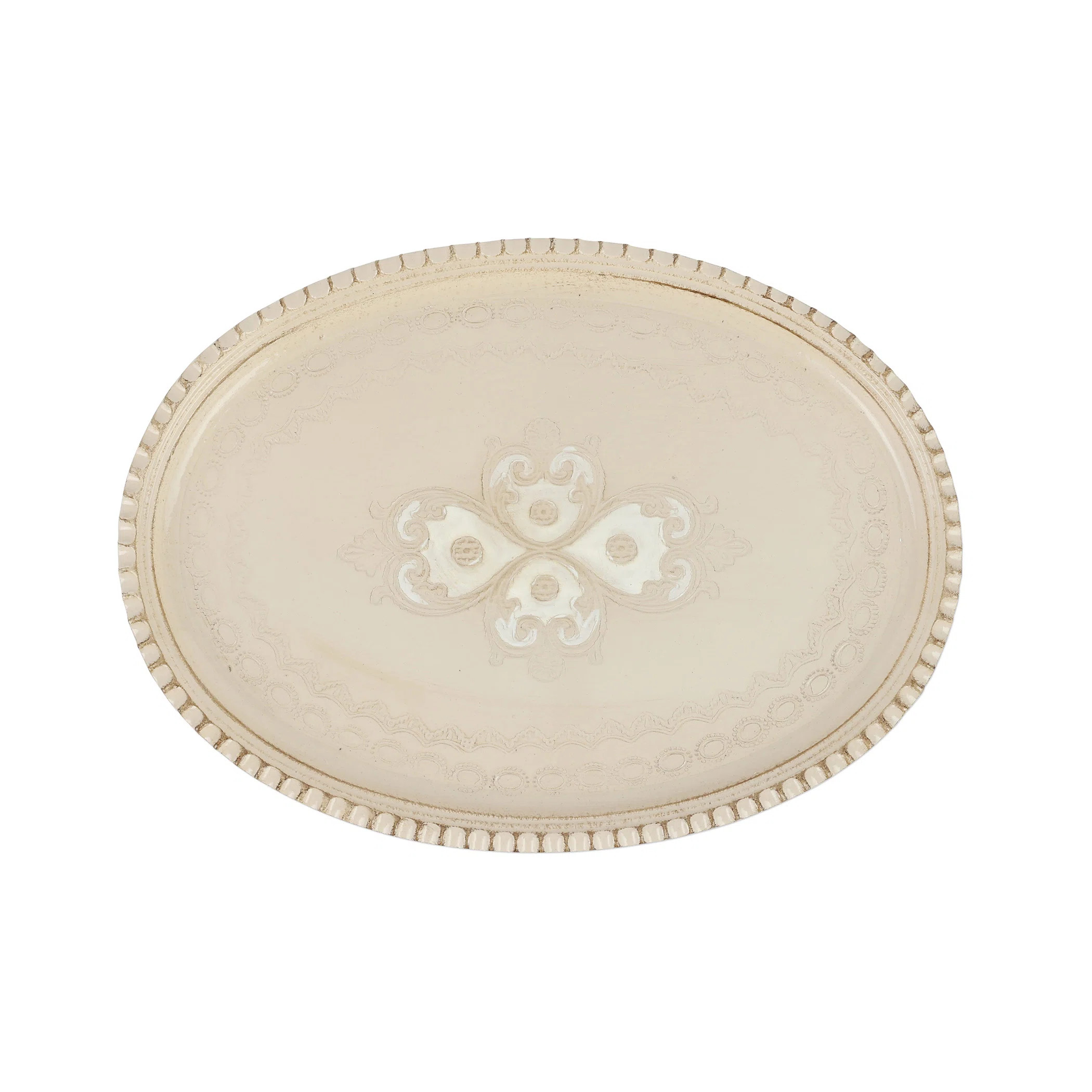 VIETRI Florentine Wooden Accessories Taupe Small Oval Tray | Wayfair | Wayfair North America