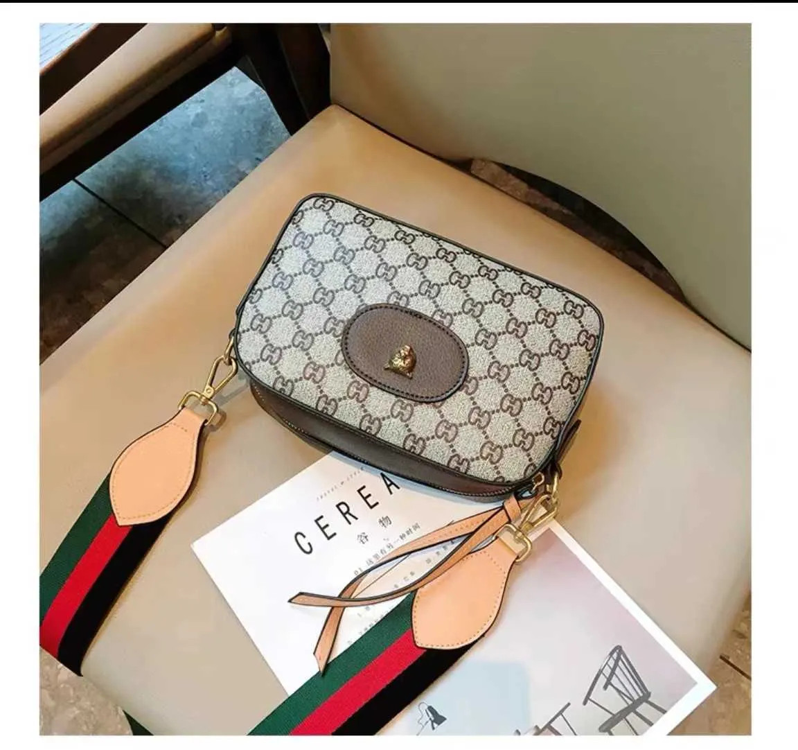 Evening Bags Outlets 2023 New Genuine Leather Camera Tiger Head Bag Fashion One Shoulder Crossbod... | DHGate