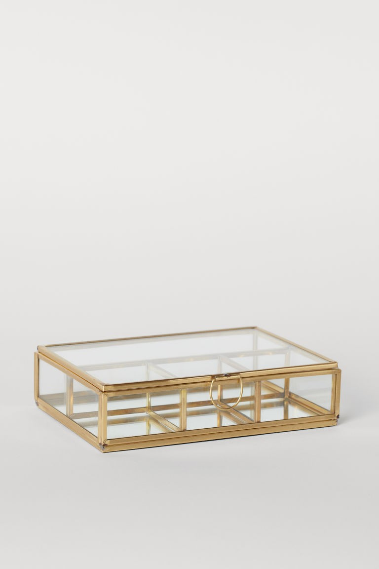 H & M - Clear Glass Jewelry Box - Gold | H&M (US + CA)