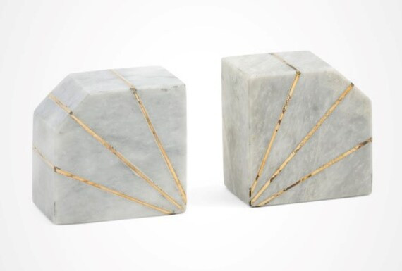 Marble Bookends With Brass Inlay  With Minor Defects  Sold | Etsy | Etsy (US)