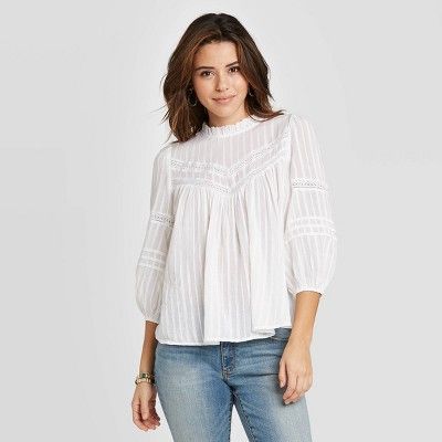 Women's 3/4 Sleeve Crewneck Prairie Shirt - Universal Thread™ | Target