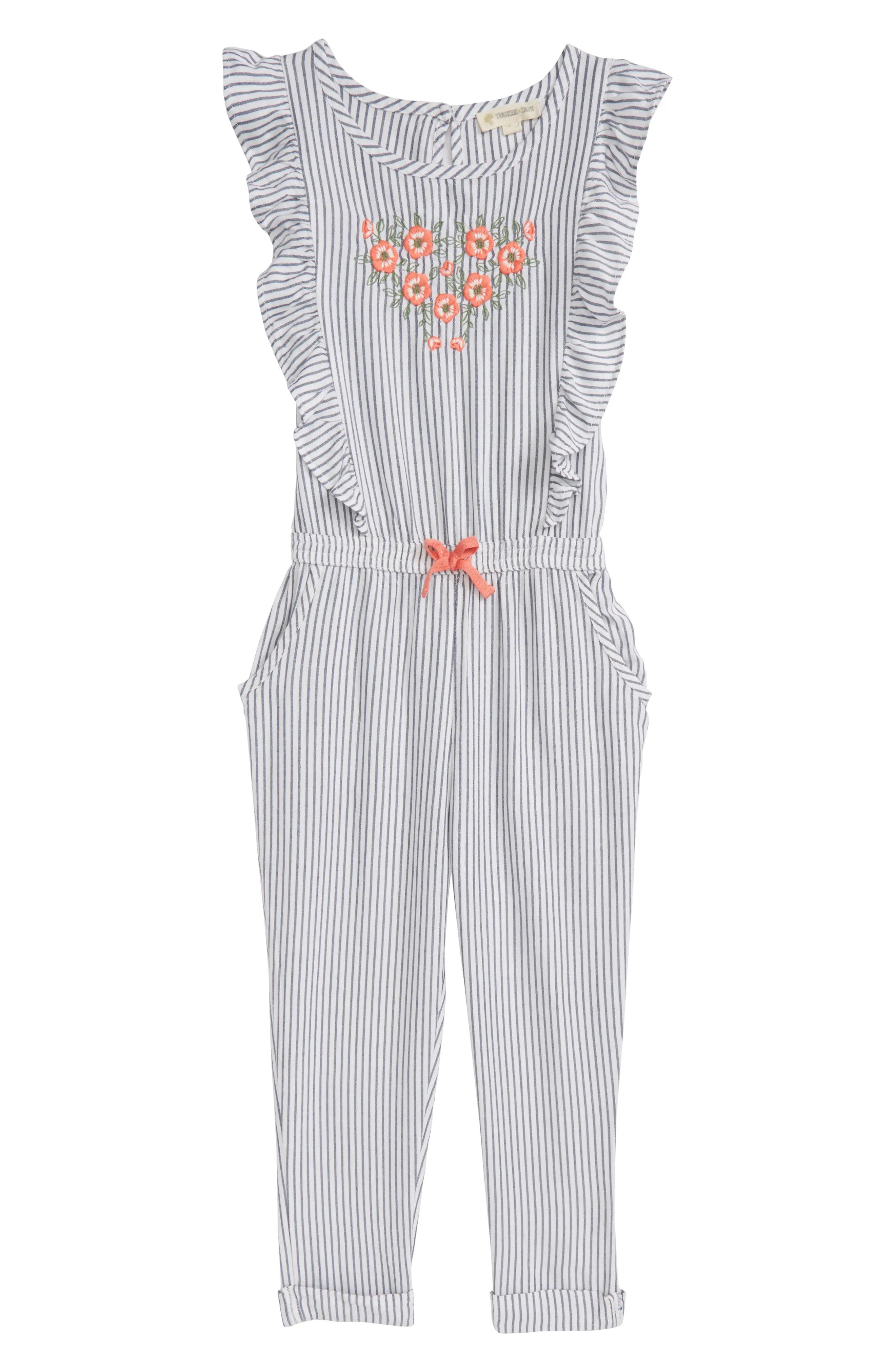 Flutter Sleeve Embroidered Romper | Nordstrom