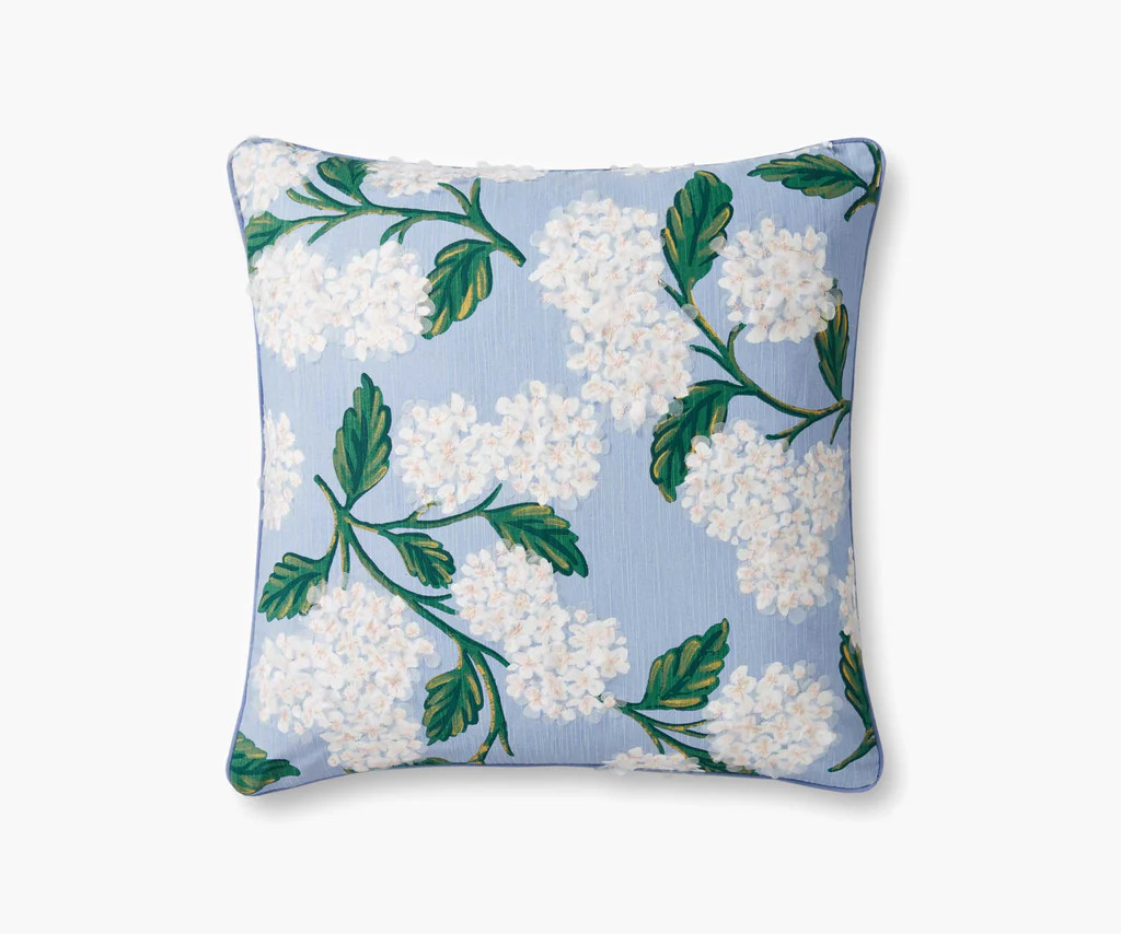 Hydrangea Embellished Pillow - Blue | Rifle Paper Co.