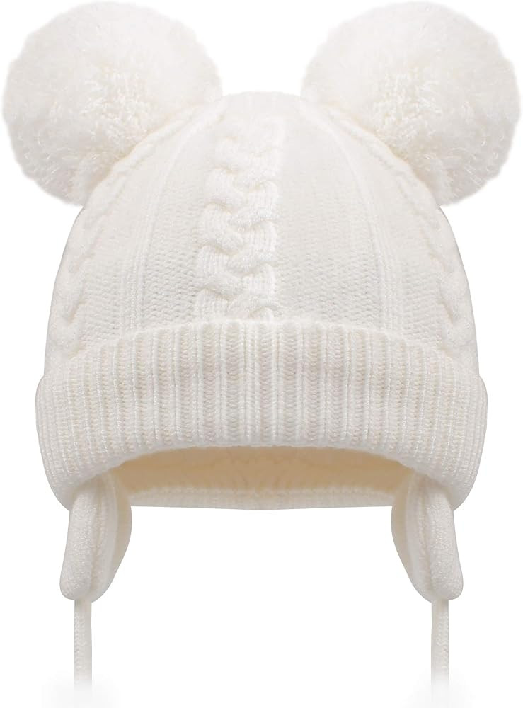 Duoyeree Toddler Winter Hat with Earflap Scarf Hood Thick Warm Kids Skull Cap for Baby Girls Boys | Amazon (US)