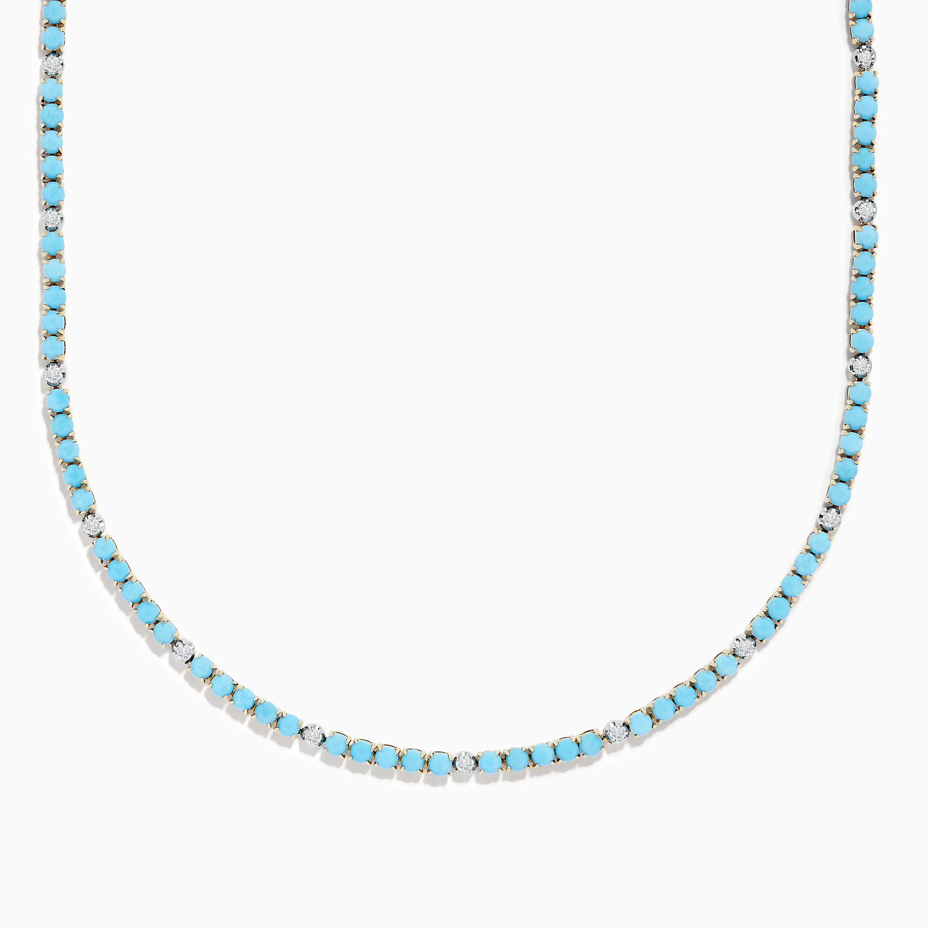 14k Yellow Gold Turquoise and Diamond Tennis Necklace | Effy Jewelry