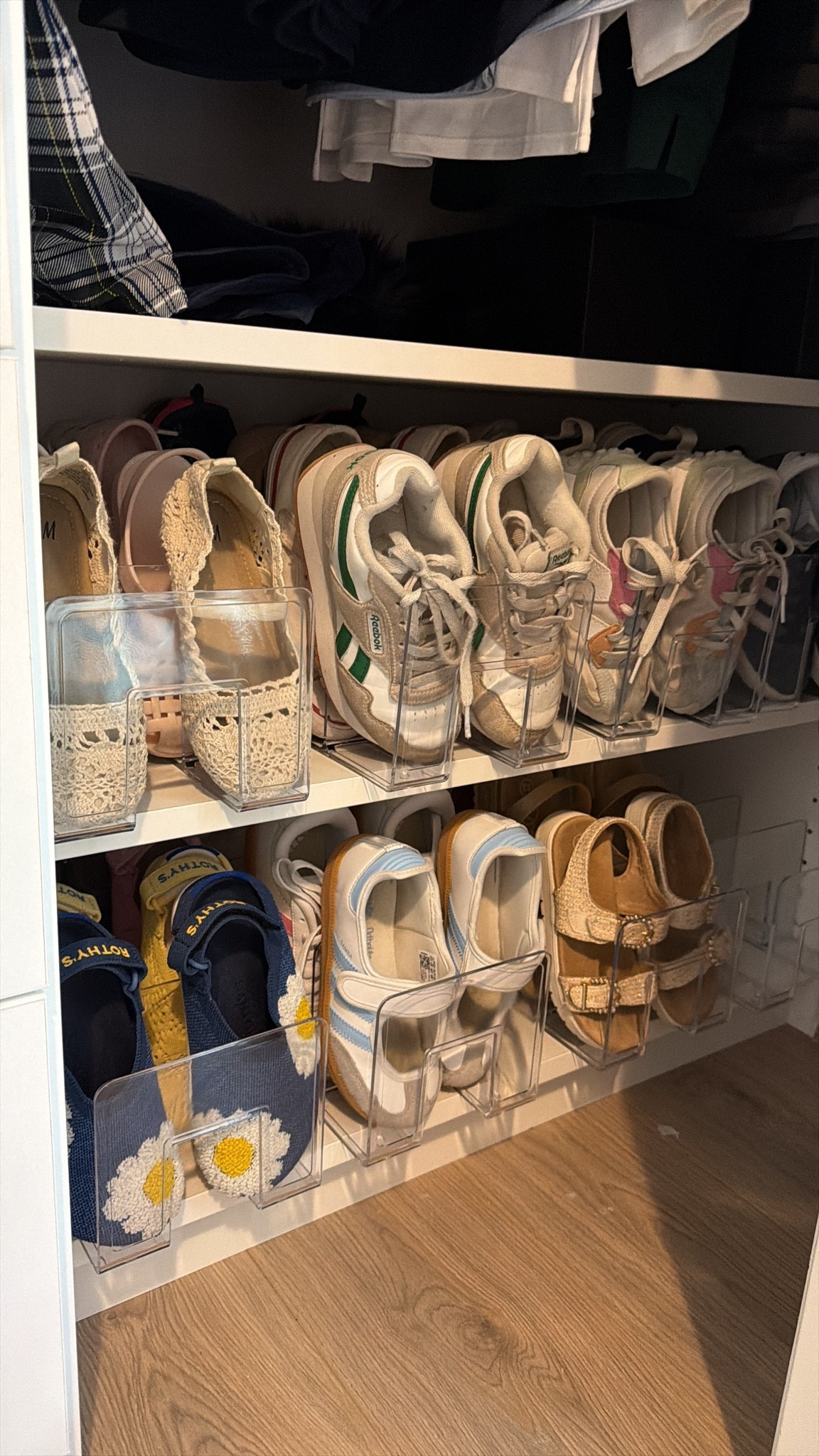I used book dividers to organize shoes and it was perfect! 😉

#LTKmomlife #LTKvlog #LTKKids