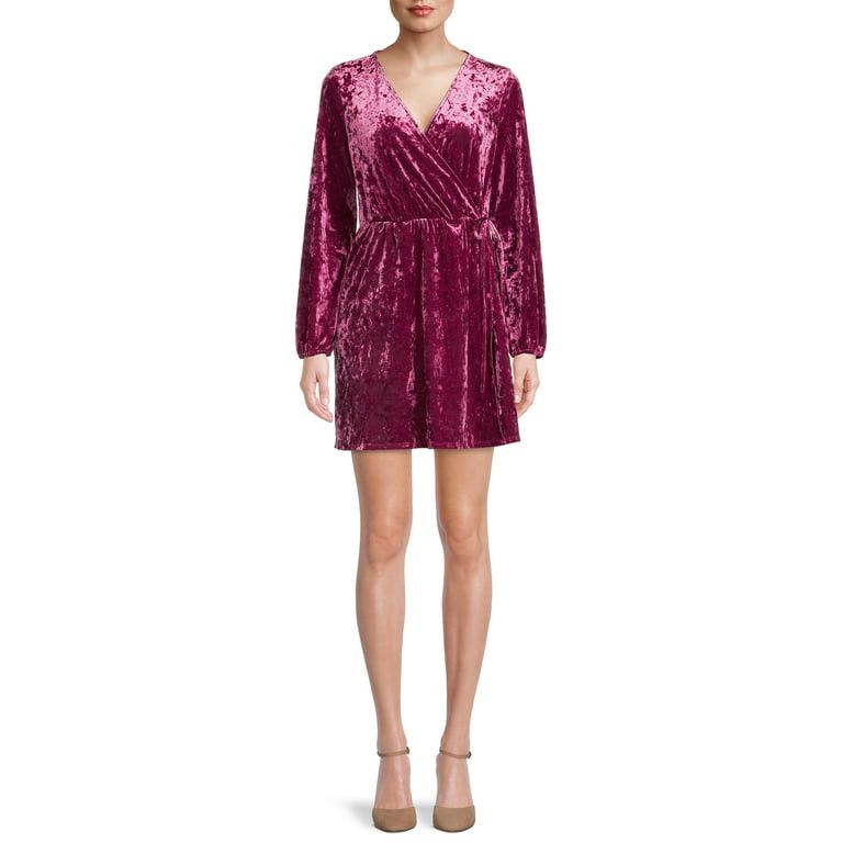 The Get Women's Velvet Wrap Mini Dress - Walmart.com | Walmart (US)