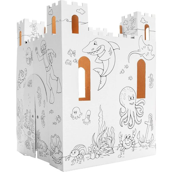 Cardboard Coloring Playhouse Sand Castle - Kids Art & Craft for Indoor & Outdoor Fun | Maisonette