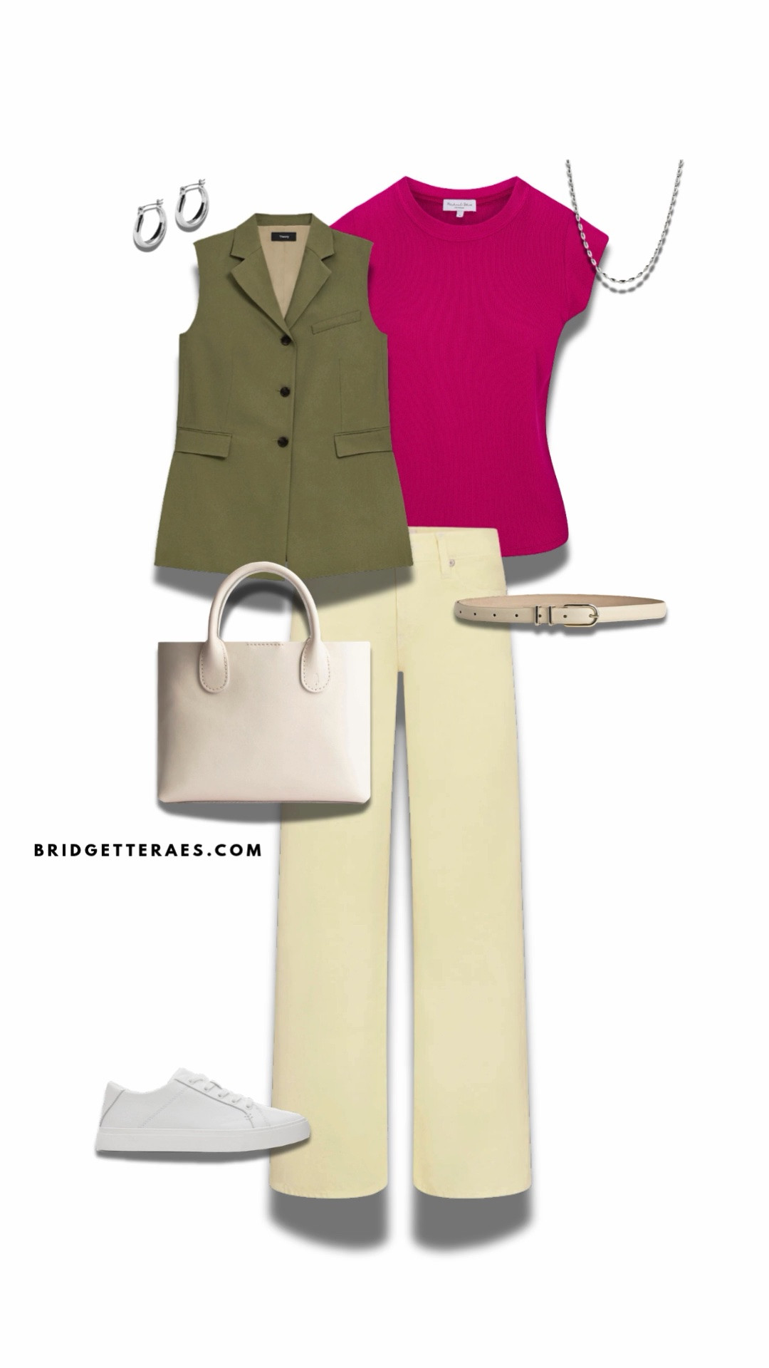 This look is proof that bold color and modern tailoring can coexist beautifully in a polished professional wardrobe. The vibrant fuchsia knit brings confidence and energy to the outfit, while the olive tailored vest adds structure, sophistication, and a fresh alternative to the traditional blazer. Soft butter-yellow trousers keep the palette unexpected yet refined, creating a light, optimistic look that feels perfect for warmer months without sacrificing executive polish. Clean white sneakers offer all-day comfort for leaders who move between meetings, site visits, airports, and networking events, while the ivory structured tote and slim neutral belt maintain a crisp, elevated finish. Minimal silver jewelry keeps the focus on the strong color story, allowing each piece to complement rather than compete. This is an ideal example of power dressing reimagined—creative enough to stand out, polished enough to command the room, and versatile enough for everything from leadership retreats and strategy sessions to casual Fridays and conference days where confidence is the best accessory.

#LTKootd #LTKgrwm #LTKWorkwear