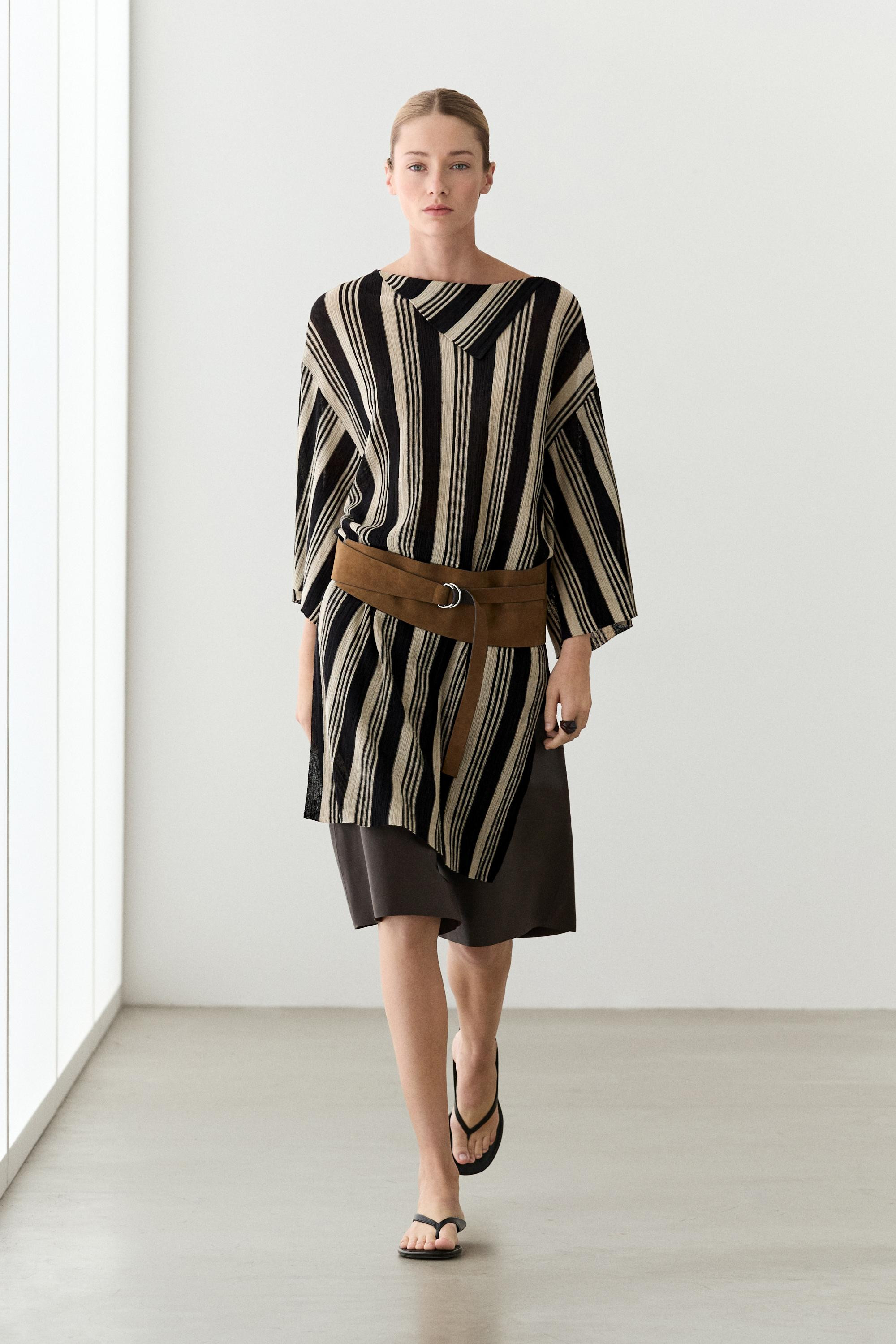 Striped knit kaftan sweater | Massimo Dutti UK