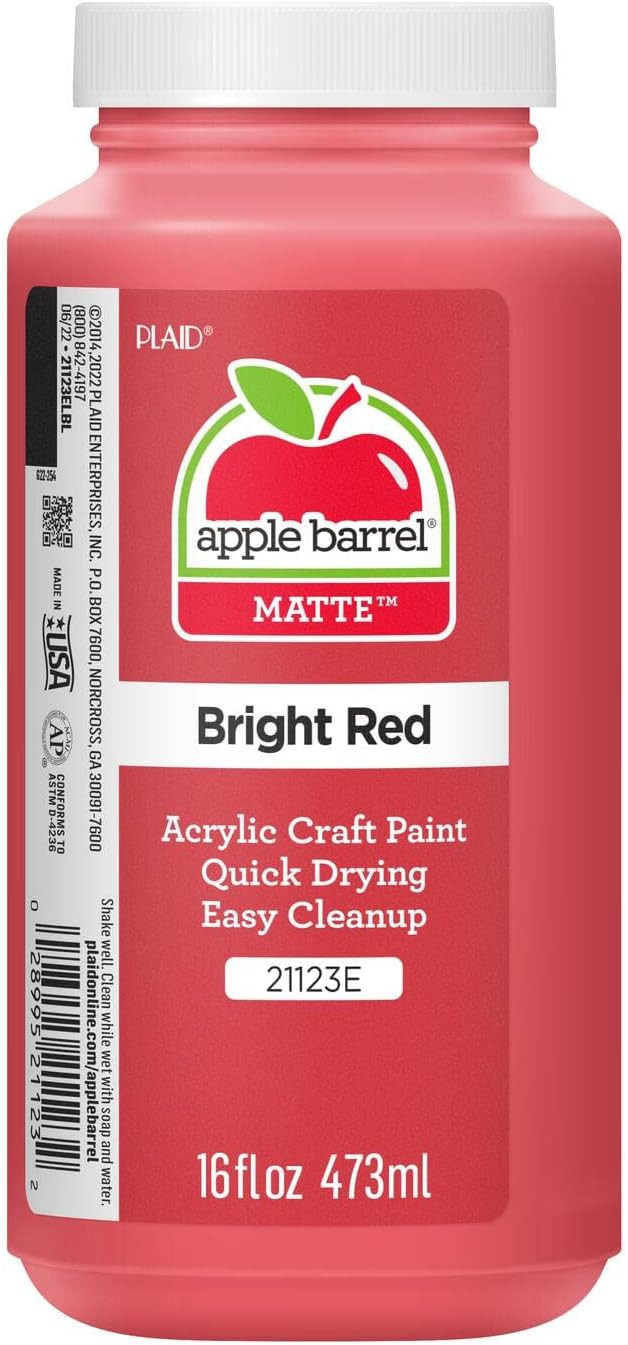 Apple Barrel Acrylic Paint in Assorted Colors (16 Ounce), 21123 Bright Red | Amazon (US)