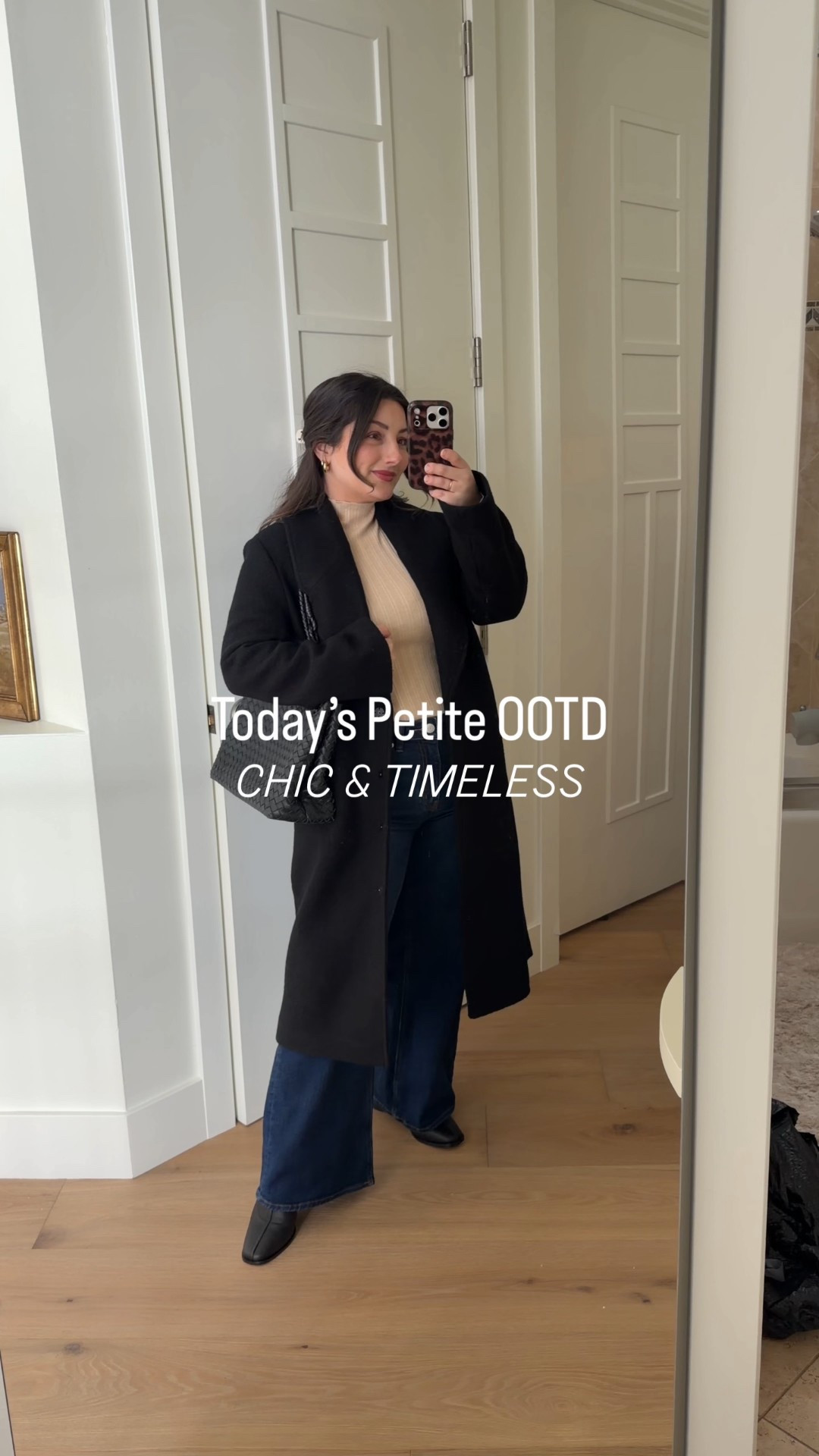 Timeless, effortless, and so comfortable. This entire look is from @onequince and part of their new capsule edit 🤍

Outfit details: 
Cotton cashmere ribbed turtleneck bodysuit (small, Heather Oatmeal) 

Bella stretch wide leg jeans (27, 28” inseam — perfect with a boot or heel)

Italian leather sock booties (black, true to size)

Merino wool shawl collar long coat (small, black)

Milano acetate sunglasses (black)
#QuincePartner

#LTKdayinmylife #LTKSeasonal #LTKPetite