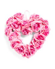 16in Pink Rose Heart Wreath | Marshalls