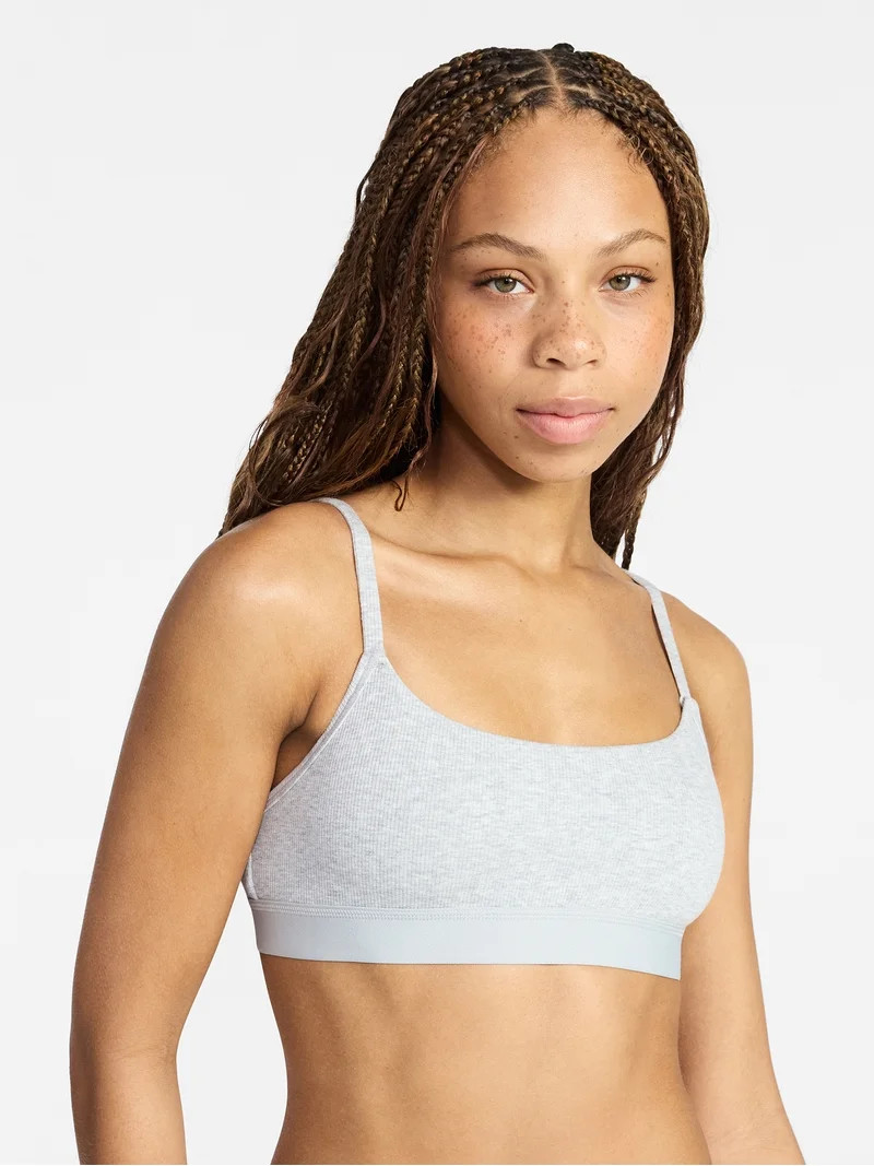 No Boundaries Cotton Rib Scoop Bra, Women's XS-XXXL | Walmart (US)