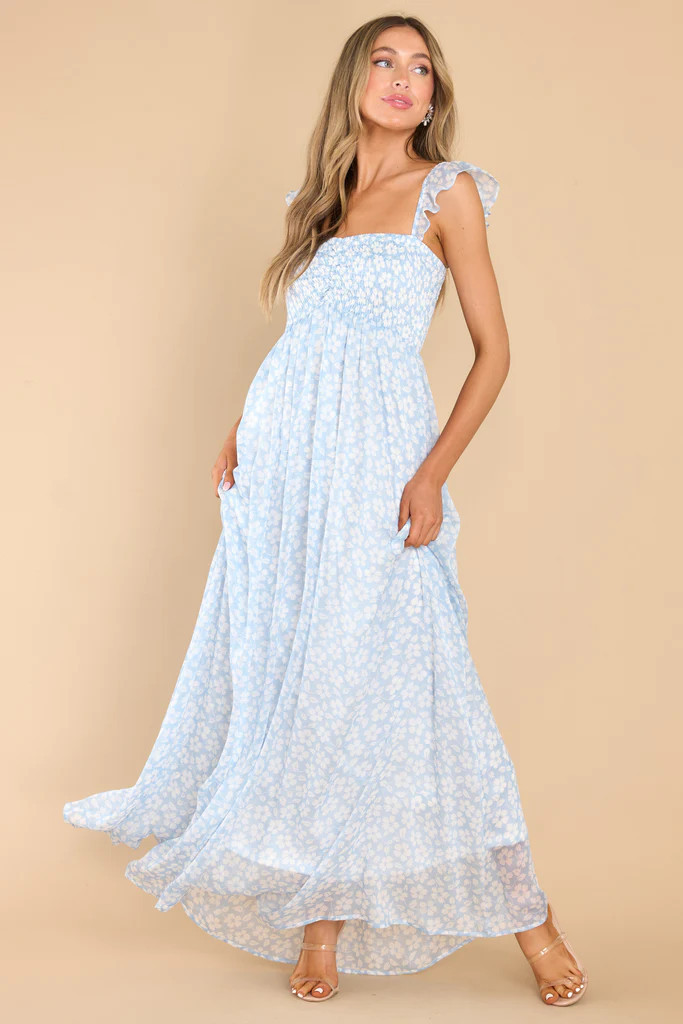 Always Playful Light Blue Floral Maxi Dress | Red Dress 