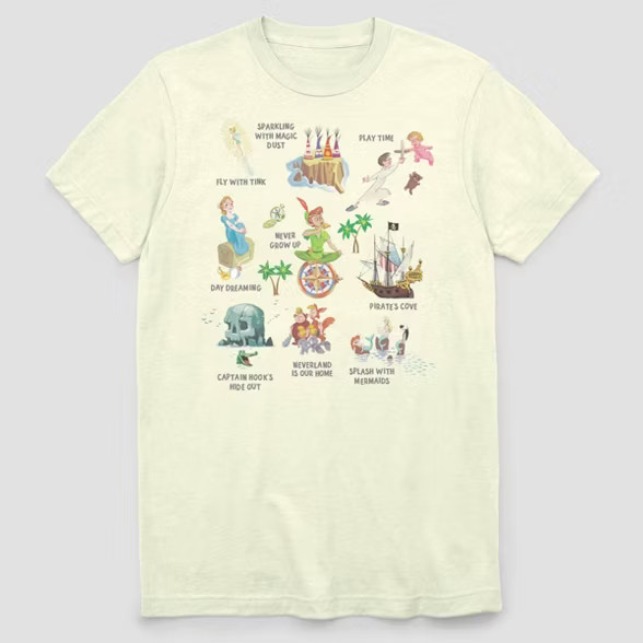 Men's Peter Pan Cute Elements Short Sleeve Graphic Crewneck T-Shirt - White | Target