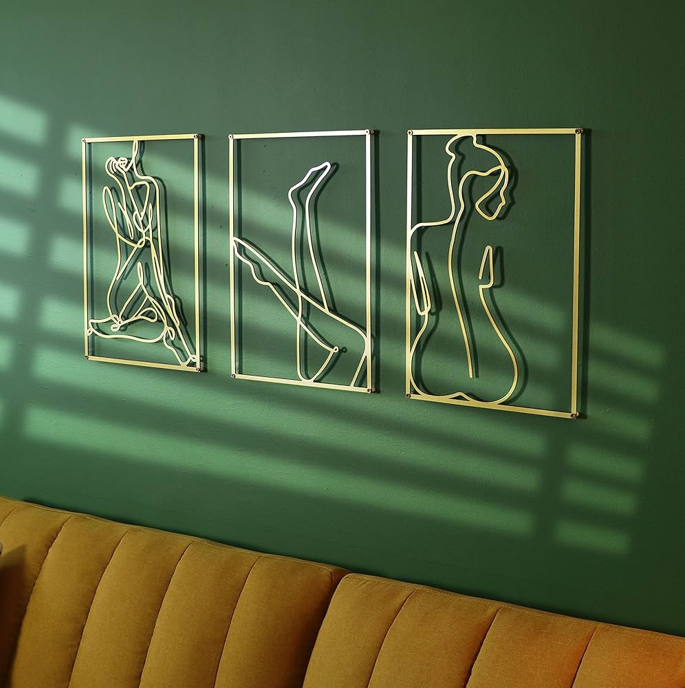 Gold modern wall décor for bedroom minimalist wall art gold home decor Metal wall art gold room ... | Amazon (US)