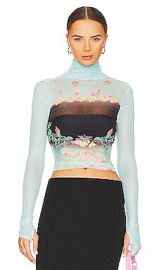 AFRM Zadie Top in Aqua Floral Placement from Revolve.com | Revolve Clothing (Global)