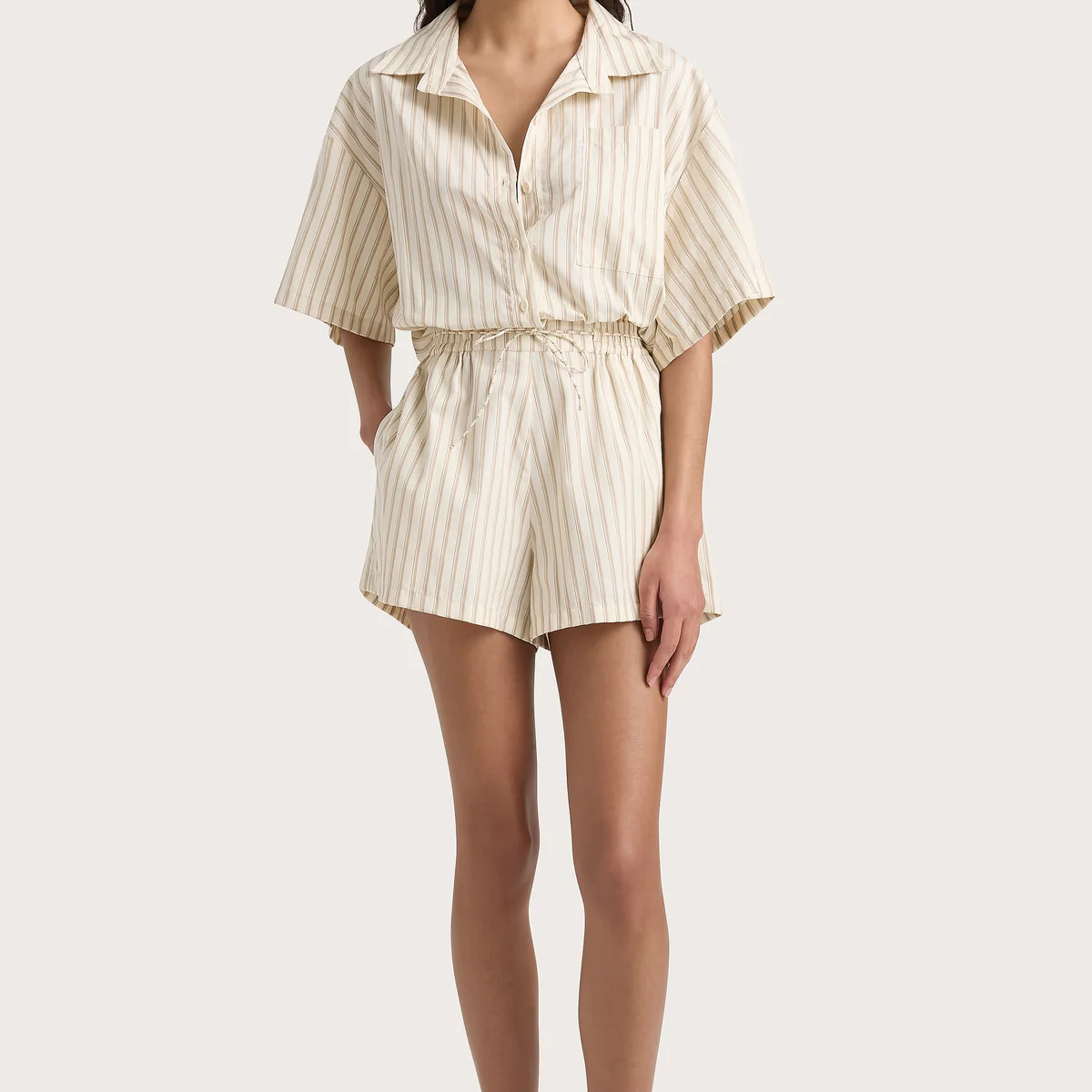 Faia Playsuit Shadow Stripe Butter - Final Sale | Faithfull (AU)