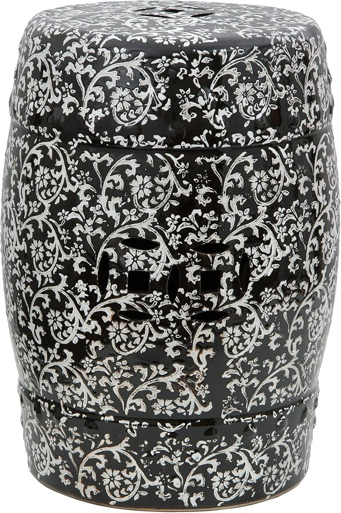 Red Lantern Black & White Floral Porcelain Garden Stool Seating, 18" high | Amazon (US)