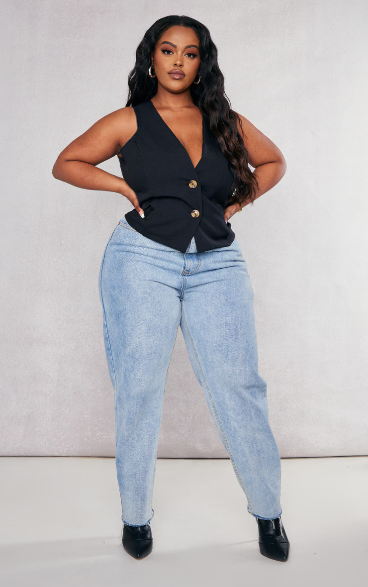 Plus Black Tailored Tank | PrettyLittleThing US