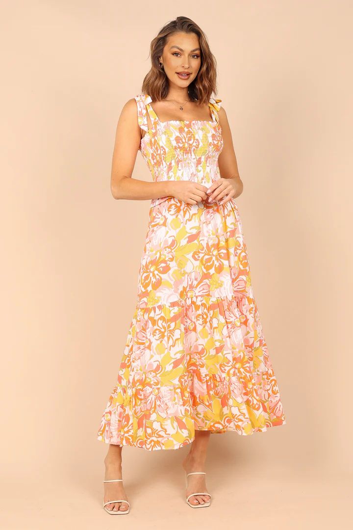 Feliz Tie Shoulder Maxi Dress - Coral Floral | Petal & Pup (AU)