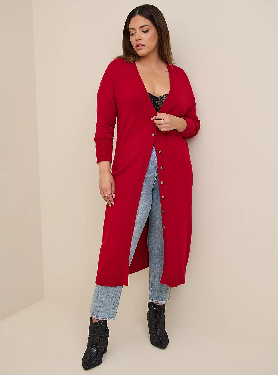 Longline Cardigan Button-Front Sweater | Torrid (US & Canada)
