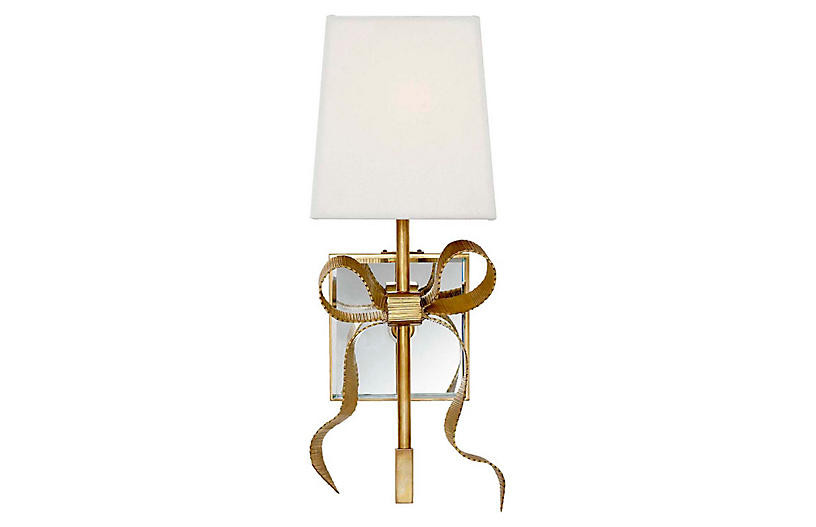 Ellery Bow Sconce, Soft Brass/Cream | One Kings Lane