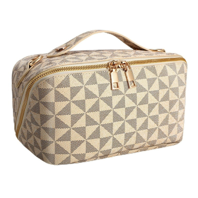 SUOSDEY 2 in 1 Crossbody Makeup Bag,Large Capacity Luxury Leather Cosmetic Bag for Travel | Walmart (US)