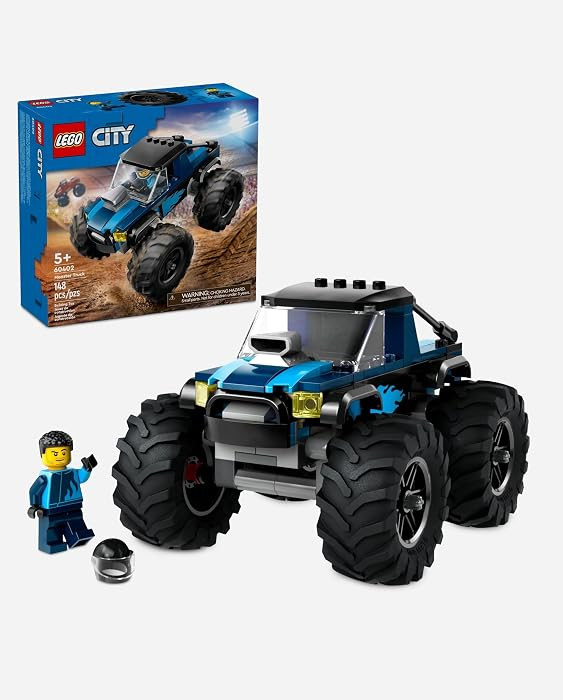 LEGO City Blue Monster Truck Off-Road Toy Playset with a Driver Minifigure, Imaginative Toys for ... | Amazon (US)