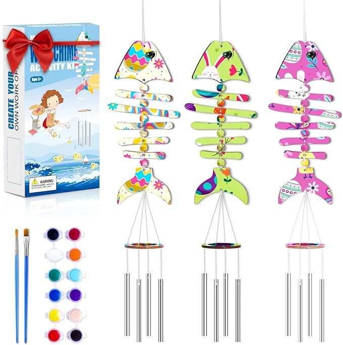 Gooidea 3-Pack Make A Wind Chime Kits- Arts and Crafts for Kids Ages 4 5 6 7 8 DIY Kids Crafts Ki... | Amazon (US)