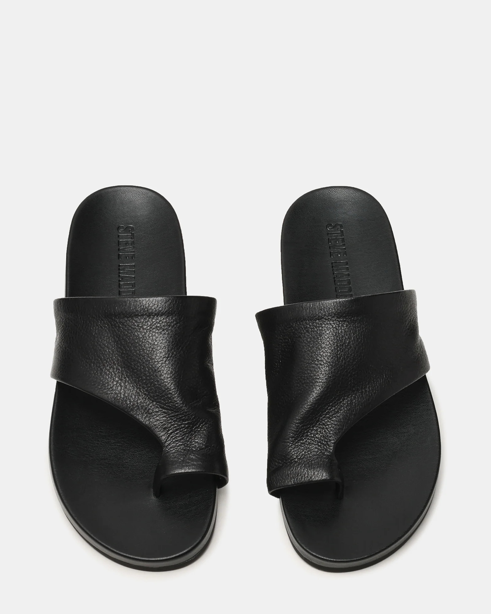 KESSEY Black Leather Thong Toe-Strap Studded Women's Sandal | Steve Madden (US)