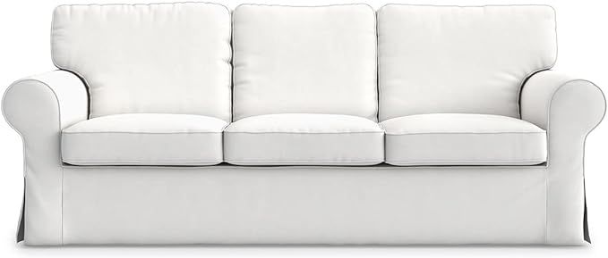 Cotton Material Ektorp 3 Seat Sofa Cover for IKEA Three Seater Sofa Slipcover (White, Polyester) | Amazon (US)