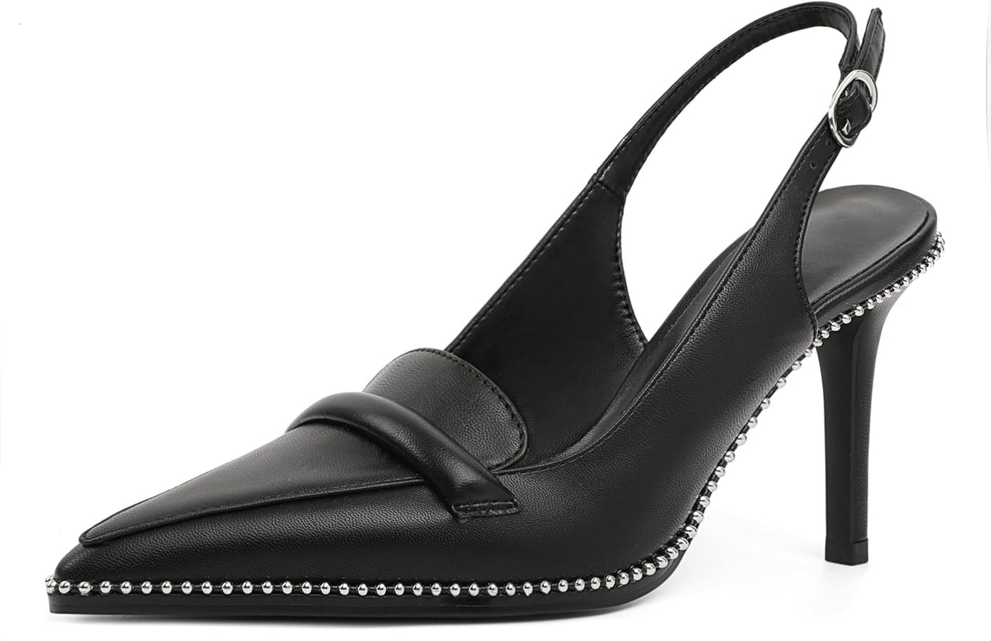 Esvowido Slingback Heels for Women Stilettos Beaded Pointed Toe Shoes Slip On Loafers Pumps High ... | Amazon (US)