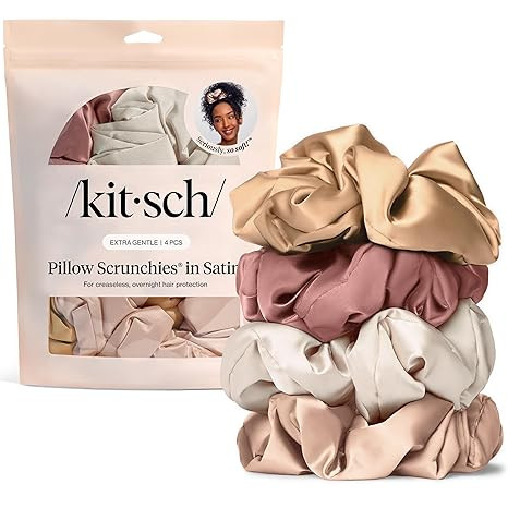 Kitsch Pillow Satin Scrunchies for Women - Hair Ties No Damage, No Crease Hair Accessories | Perf... | Amazon (US)
