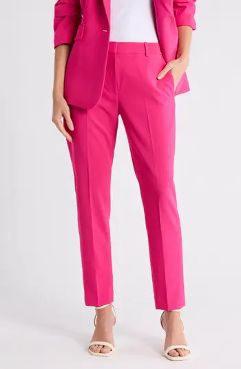 DKNY Pleated Straight Leg Pants in Hot Pink at Nordstrom Rack, Size 2 | Nordstrom Rack
