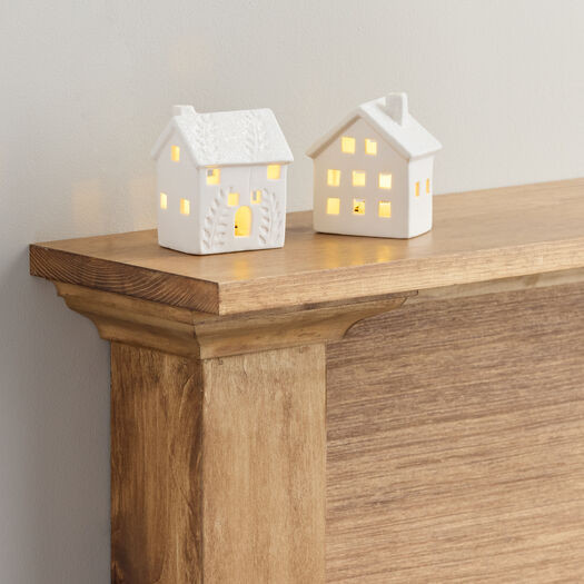 Mini White Ceramic House LED Light Up Decor Set of 2 by World Market | World Market