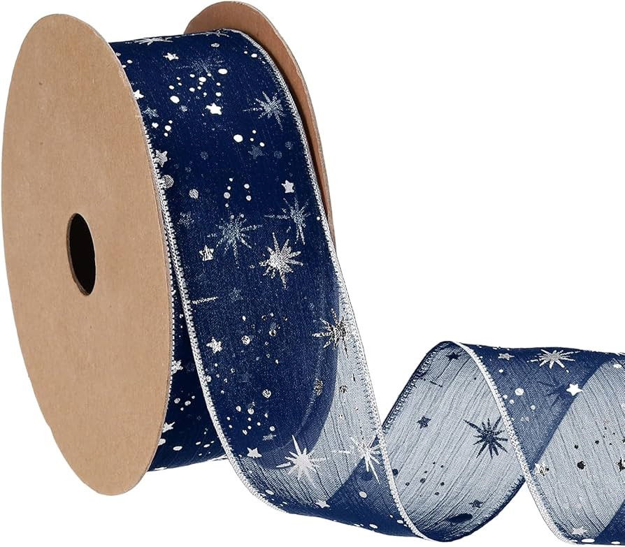 PATIKIL Organza Star Ribbon Wired, 1.6 Inch Wide 20 Yards Christmas Tree Print Sheer Glitter Ribb... | Amazon (US)