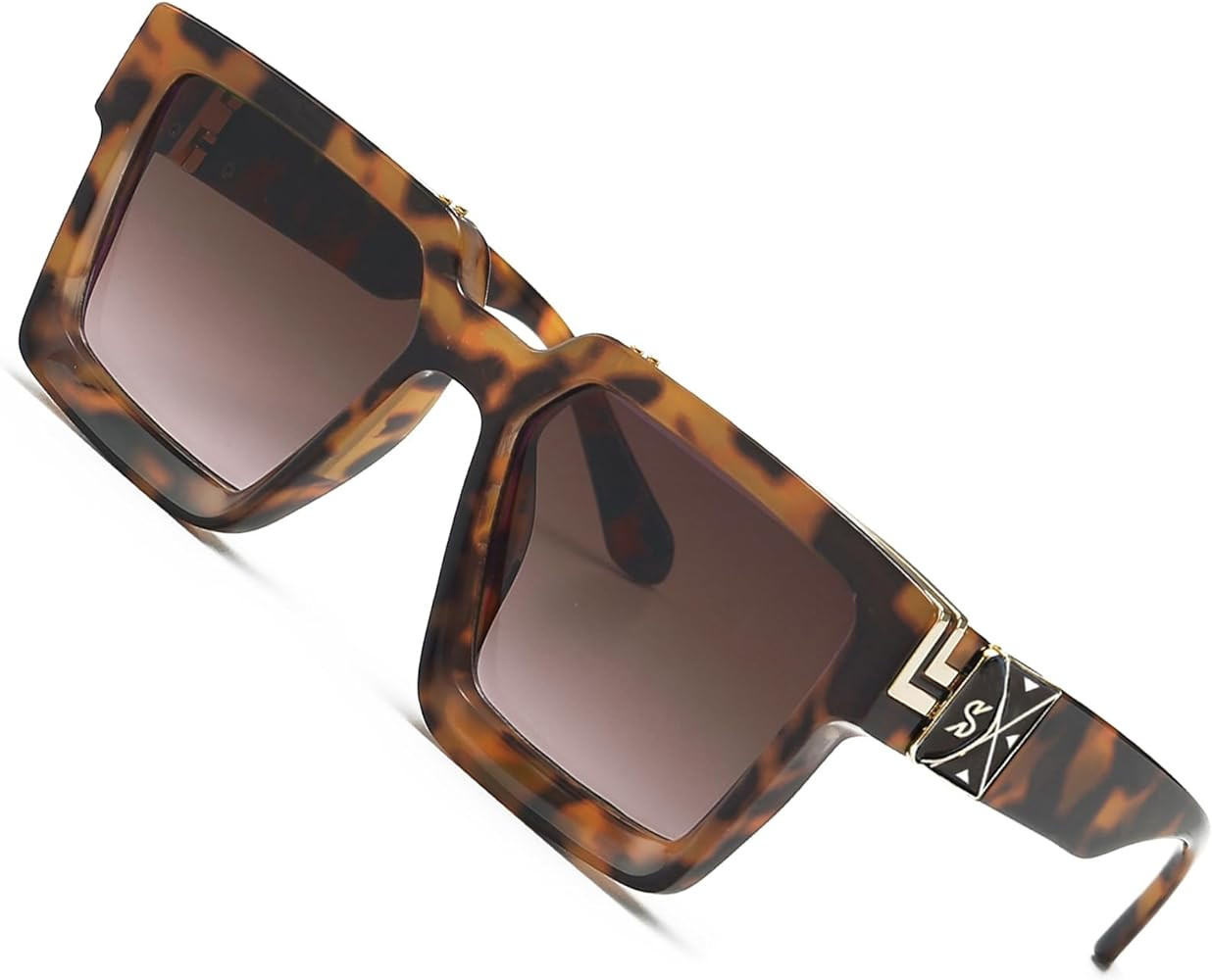 SHEEN KELLY Retro Rectangular Sunglasses Women Men Square Vintage Chunky Gradual Lens Luxury Gold... | Amazon (US)