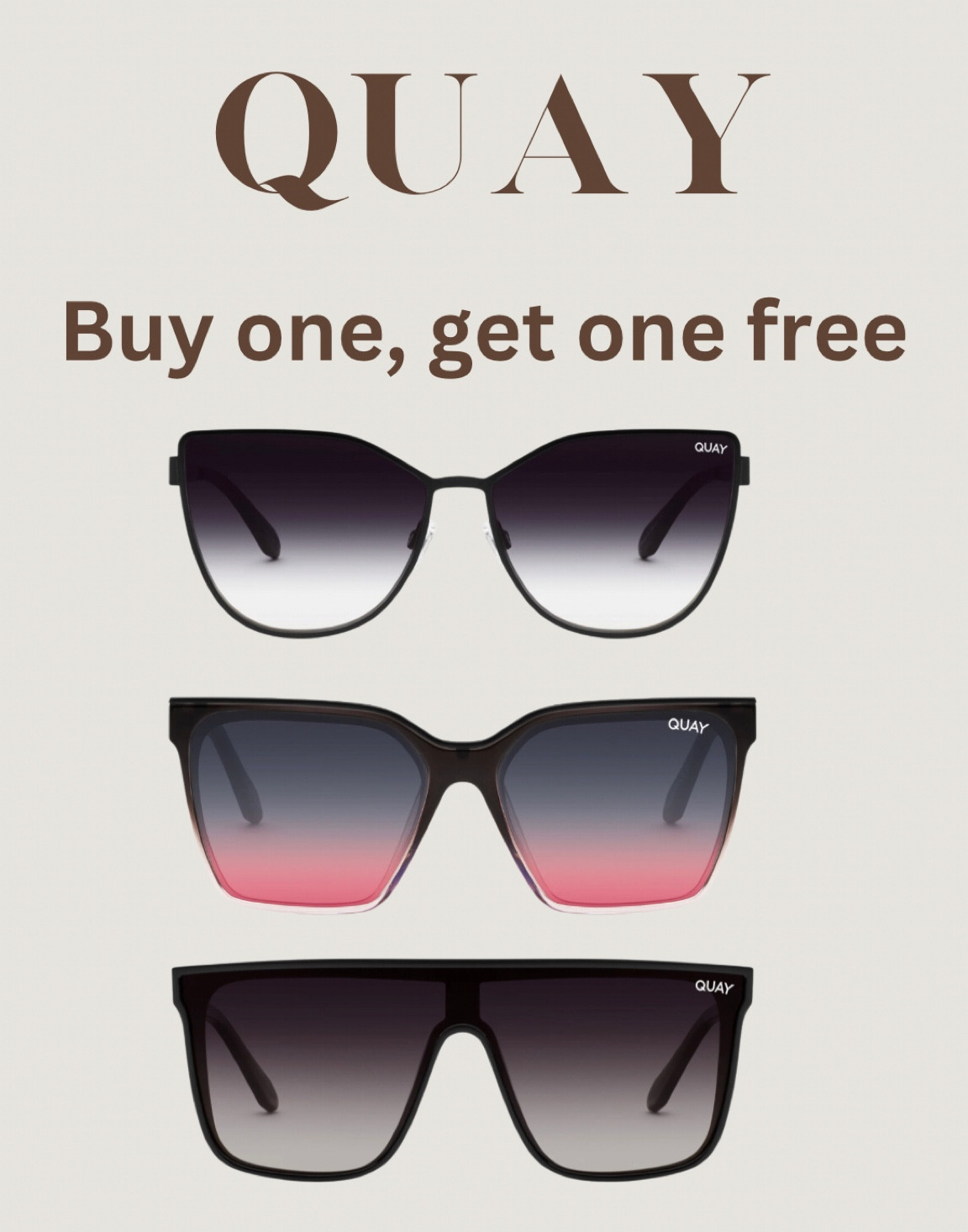 Quay are the best sunglasses for summer! Buy one get one free!! 

#LTKFind #LTKsalealert #LTKunder100
