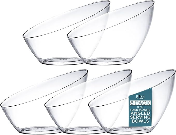 Posh Setting - Clear Plastic Serving Bowls for Party Angled Bowls Disposable Chip Bowls Candy Bow... | Amazon (US)