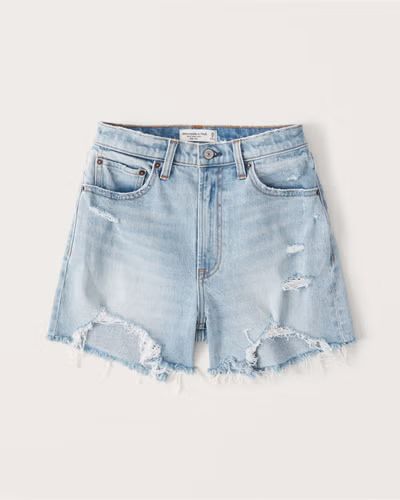 Curve Love High Rise 4 Inch Mom Shorts | Abercrombie & Fitch (US)