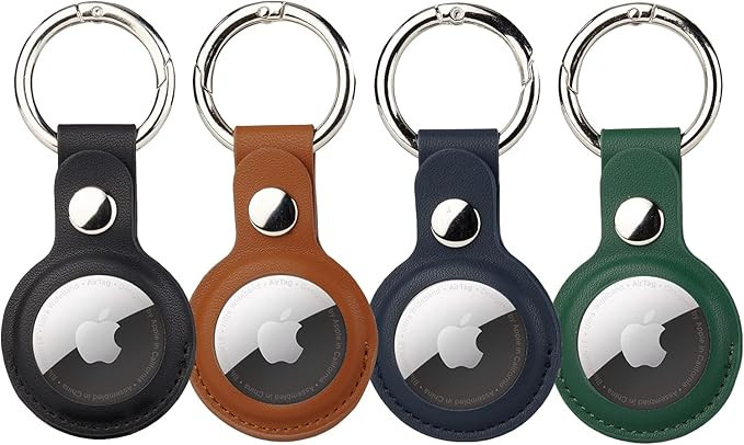 ONEJIE Air Tag Leather Keychain 4 Packs Airtag Case, Multifaceted Protection Airtag Holder, Durab... | Amazon (US)